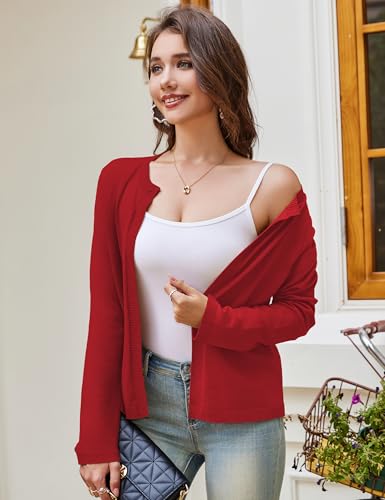 Image of OmicGot Women's Long Sleeve Shrugs Open Front Cropped Cardigan Sweater Bolero Shrugs S-XL