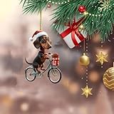 Adorno de Navidad de perro salchicha 2024, adornos de Navidad de animales de dibujos animados 2D, divertido adorno de perro salchicha para árbol de Navidad, regalos de perro salchicha para los amantes