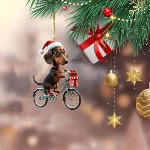 Ornamento natalizio in acrilico a forma di bassotto, divertente decorazione per albero di Natale a forma di cane, regali di bassotto per gli amanti dei cani