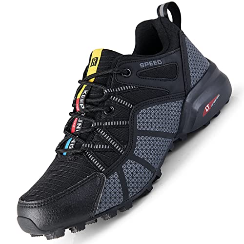 DimaiGlobal Chaussures Trail Running Homme Imperméables Chaussure de Randonnee Baskets de Sport Multisports Outdoor Fitness Chaussures de Marche Respirantes Antidérapantes Sneakers 43EU Noir