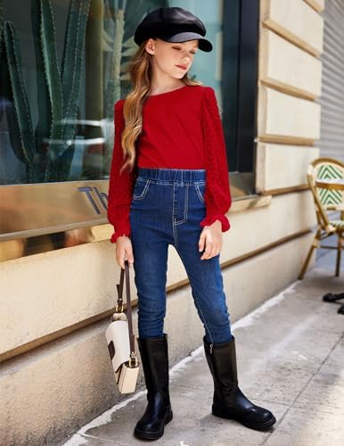 Arshiner Girls Long Sleeve Shirt with Ruffle Cuffs Polka Swiss Dots Kids Girls Pullover Shirts Cute Crewneck Girls Top 5 41M2WYqB3fL. AC