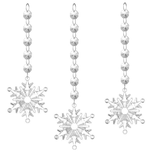 18PCS Christmas Tree Decorations - Xmas Decorations Sale Clearance, Hanging Acrylic Snowflake Icicle Drop Crystal Ornaments