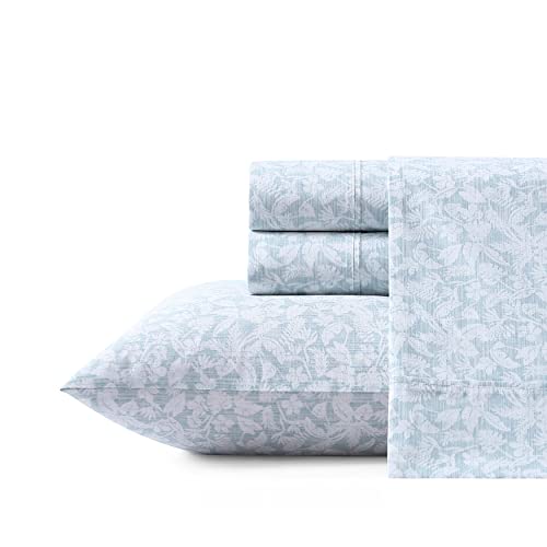Image of Tommy Bahama King Cooling Sheet Set - 100% Cotton Percale, Crisp & Breathable Sheets for Hot Sleepers, Lightweight, Cool Zone Blue Sky, Deep Pocket