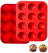 saphe 2Pack Silicone Muffin Pan for Baking, 12 Cup NonStick Mini Cupcake Pan, Silicone Muffin Tra...