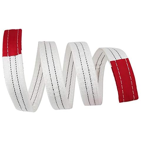 AHXF Towing Hoisting Work Gear，Reinforced Eyes Heavy Duty Recovery 2 Tonne Duplex Polyester Webbing Lifting Cargo Sling Strap Strop 1-4m for Lifting Machinery, Buildings，White (Color : 2t, Size : 2m) Cover