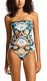 Seafolly Traje de baño de una pieza Bandeau estándar para mujer con pierna de corte alto, Spring Festival True Navy, 4