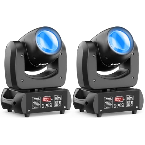 2 unités 100W Lyre LED Projecteurs DJ à Tête Mobile Lumières de Soirée Disco avec Gobos Rotatifs Prisme par le son pour les fêtes de mariage, les groupes...