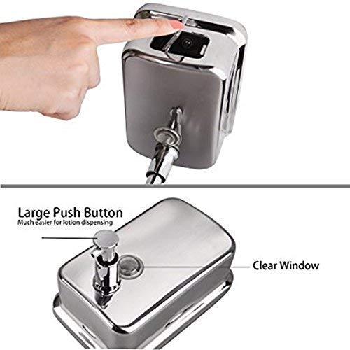 Haojaju Soap Dispenser，Stainless Steel Wall Mounted Manual Pump Soap Dispenser ,Hand Soap Dispenser Commercial For Bathroom&Kitchen (500Ml) #TOP1