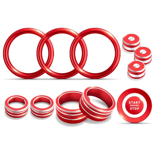Polodunn for Nissan Sentra Accessories 2020-2025, 12pcs Trim Set - Air Conditioning, Volume Tune Knob Covers, Air Vent Outlet Covers/Rings, Push Start Button Cover/Ring (Red)