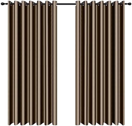 100% Blackout Curtains - Eyelet Ring Top Thermal Insulated Curtains, Noise Reducing & Energy Saving Curtains for Bedroom/Living Room/Nursery, W46 x L54 Inch (117cm x 138cm), 2 Pieces, Light Beige