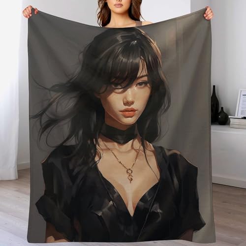 Couverture micro polaire douce personnage robe noire lit canape