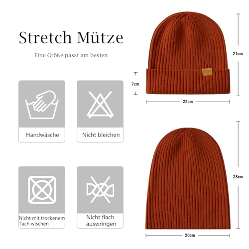 FUQILA Merino Wollmütze Dunkelorange Unisex – Bild 3