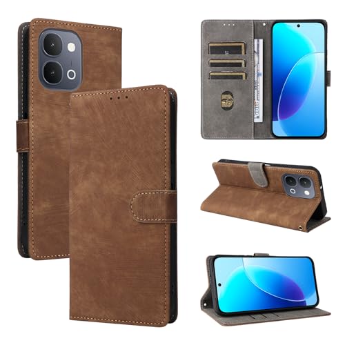�X�}�z�P�[�X �Ή��@�� for Vivo Y500i / Y31d / Y51 Pro/iQOO Z11x / T5x �X�}�z�P�[�X�y�t���b�v�X�^���h�E�}�O�l�b�g�J�E�J�[�h�X���b�g�t���E�H���b�g�z Brown