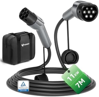 GONEO Typ 2 Ladekabel 11kW 7M, Mode 3 Ladekabel für BEV & PHEV | 16A, 3‑phasig, IP54, mit Tragetasche, Robustes TPU, TÜV & UKCA, UL94 V‑0 flammhemmend, kompatibel mit allen Typ‑2‑F