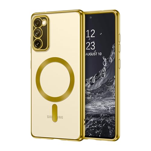 Image of Vaku Luxos Luxury Electroplated TPU Back Cover Case for Samsung Galaxy S20 FE Camera Screen Protector Magnetic Magsafe Wireless Charging- Gold