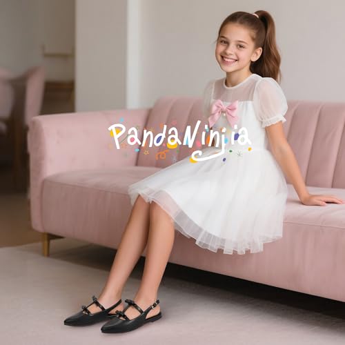 PANDANINJIA Girls Dress Shoes Sandals Pointed Toe Dress Sandals2