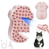 Cat Steam Brush,4 in 1 Spray Cat Brush, Pets Grooming Brush for Shedding, Portable Pet Hair Removal Tool For Cats and Dogs, Pets Steamy Brush,Pink