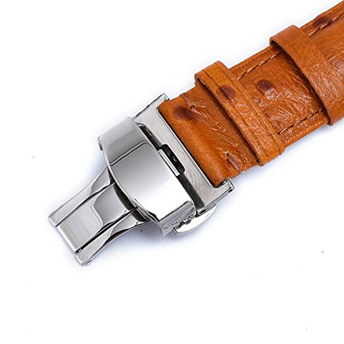Ostrich Pattern Genuine Leather Watchband 18-22 mm Butterfly Secure Buckle Wristwatch Strap - Image 3