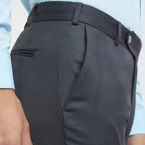 Image of Raymond Men Slim Fit Solid Pattern Poly Viscose Blend Pleatless Formal Trouser