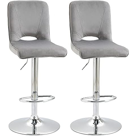 HOMCOM Conjunto de 2 Taburetes de Bar Altura Regulable Gris Cover