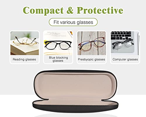 Moko Hard Shell Eye Glasses Case With Cloth, Pu Leather Protective Eyeglasses Cases Storage Organizer Travel For Men Women, Black #TOP1