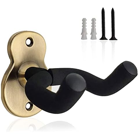 ZHOUSTOU Guitar Wall Hangers Guitar Hooks for Wall Rotating Design Guitar Holder Wall Mount with Protective Sponge for Bass Electric Acoustic Guitar Ukulele(Bronze) Cover