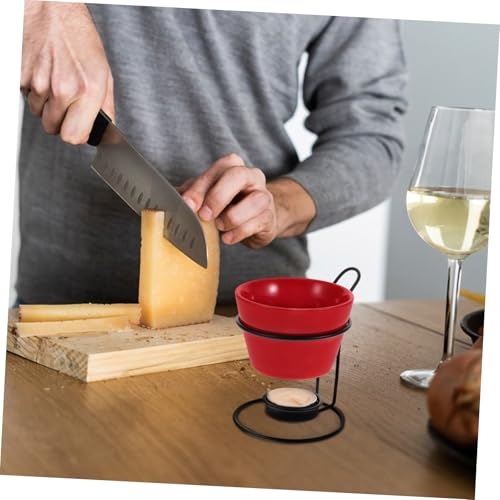BIUDECO 2sets Ceramic Melting Pot for Chocolate and Cheese Portable Butter Warmer Stand for Fondue Parties and Holiday Gatherings Design - Thumbnail 2