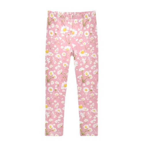 KLL Flowers Pink Background Toddler Girls Legging Stretchy Full Length Athleisure Pants Sports