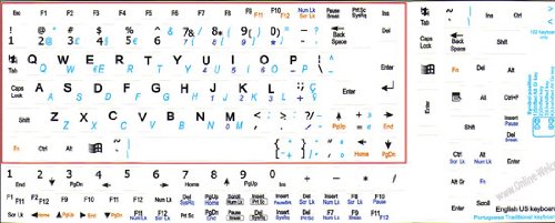 Pegatinas para teclado mini portugués-inglés fondo blanco miniatura 2