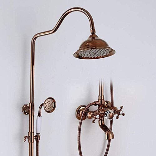 Ensemble de douche en bronze avec colonne télescopique or rose et titane - 3