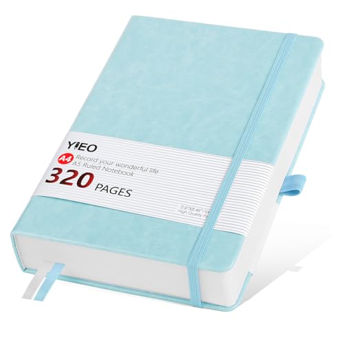 Bloc-notes A4 ligné couverture rigide bleu clair 320 pages