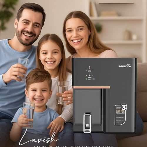 Image of Aqua Innovica RO Water Purifier Alkaline + Copper + RO + LED UV + Zinc + TDS Controller | 10L Storage | 9-Stage Purification | Metallic Energy Black | Ideal for Home & Office | Upto 3000 TDS