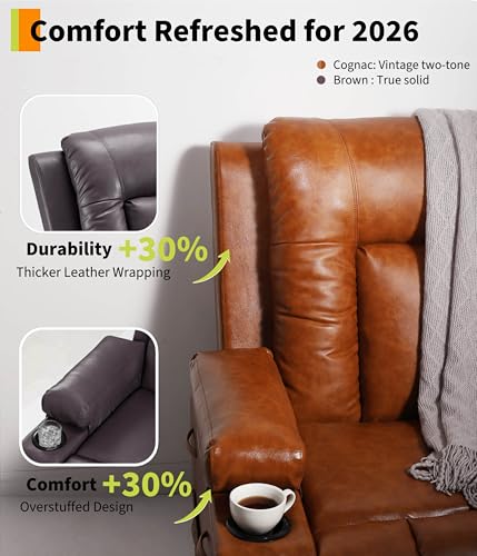 Image of GarveeHome Power Lift Recliner Chair - Heat and Massage, PU Leather Electric Lift Recliner for Elderly & Mobility Impaired, Adjustable Back and Legs, Heavy Duty Lift Chair for Seniors
