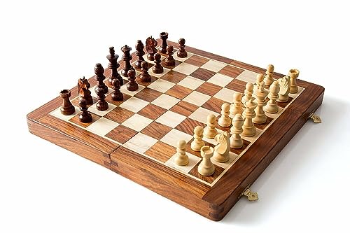 Échiquier carré magnétique Devyom en bois empêchant la chute des pièces lors de vos jeux