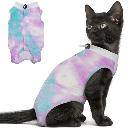 PUMYPOREITY Cat Recovery Suit for Surgery and Skin Diseases - Alternative to Cone of Shame, Female Spay Surgical Suit, Purple, M
