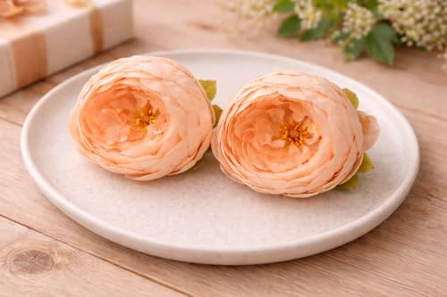 Image of SATYAM KRAFT 6 Pcs Artificial Fabric Rose Flower Heads | Handmade Peony Style Flowers for DIY Crafting, Gift Packing, Bouquet Making, Wedding, Home & Event Decoration (Peach, 8 cm)