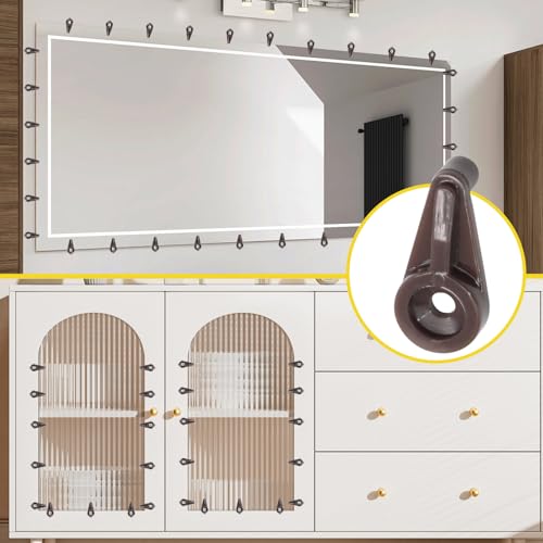 Image of 25pcs Mirror Hanging Clips, Glass Retainer Clips, Plastic Mirror Mounting Clips Hanging Hardware for Fixing Window Glass Cabinet Door (Brown)