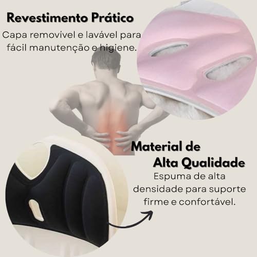 Almofada Assento Ergonômico para Cadeira com Apoio Lombar, Ajuste de Postura - Sortido