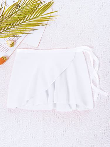 Chictry Girls Basic Ballet Dance Skirt Ruffle Chiffon Tied Ballet Wrap Skirts Gymnastics Dancewear White 6-10 Years #TOP4