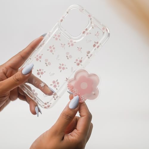 Image of Peeperly Back Cover Case for iPhone 14 Pro Max Scratch Resistant Anti-Slip TPU Shockproof Protective Durable Cute Korean Floral Phone Gripper Case for Girls & Women(Pink)