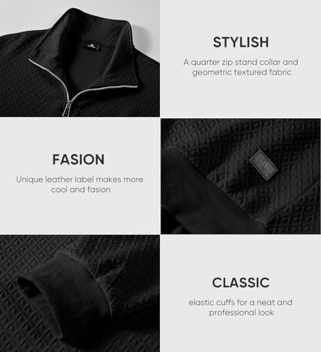 Jmierr Mens Waffle Sweatshirt Casual Long Sleeve Outdoor Stand Collar Quarter Zip Fall Pullovers Sweaters thumb #3