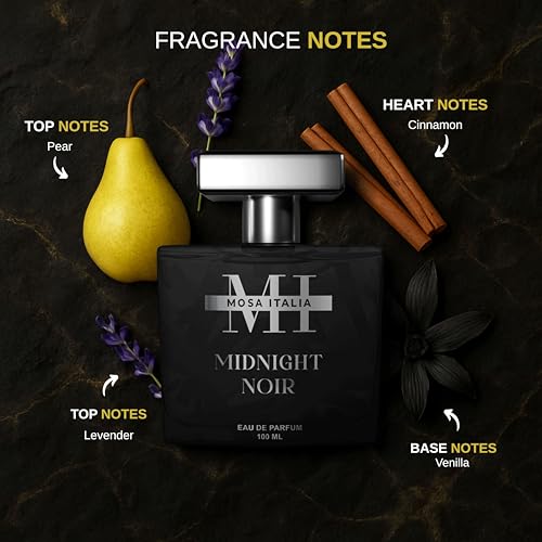 Image of Midnight Noir Perfume for Men & Women 100ml | Long Lasting Eau De Parfum | Luxury Fragrance with Pear, Lavender, Cinnamon & Vanilla
