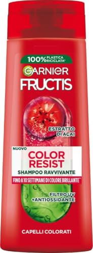 Garnier Fructis Shampoo Ravvivante, Per Capelli Colorati, Azione Nutritiva, Per Capelli Morbidi, Con Estratto di Açai, Color Resist, 250 ml