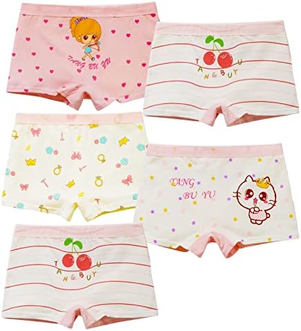 MiSense 5 Pack Girls Knickers Soft Cotton Boxers Kids Underwear for 2-11 Years