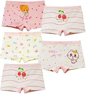 MiSense 5 Pack Girls Knickers Soft Cotton Boxers Kids Underwear for 2-11 Years