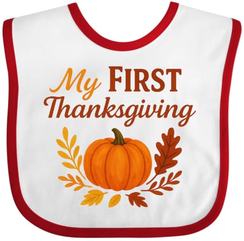 inktastic My First Thanksgiving Pumpkin Leaves Baby Bib