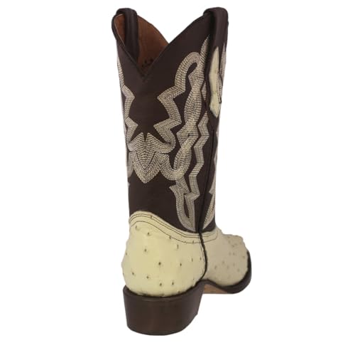 Texas Legacy Mens Off White Western Cowboy Boots Ostrich Quill Print Leather J Toe4