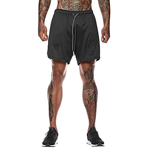 HANERDUN Men 2 in 1 Workout Running Athletic Shorts Sport Pants with Pocket3