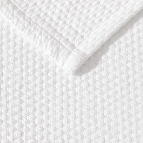 Couverture de lit de luxe Vera Wang en coton texturé blanc