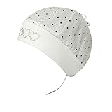 fiebig - Mütze mit Bund Baby Mädchen gepunktet, weiß-blau, Größe 49